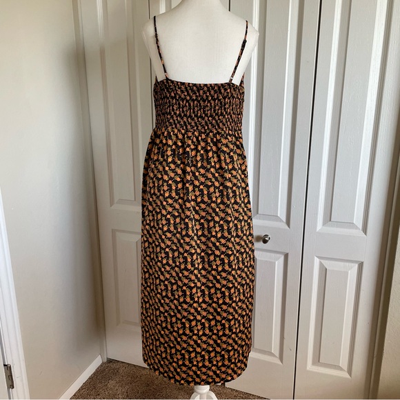 UO Mariah Lace-Up Midi Slip Dress Women’s Ladies L Heart Print Smocked Romance - Picture 6 of 12